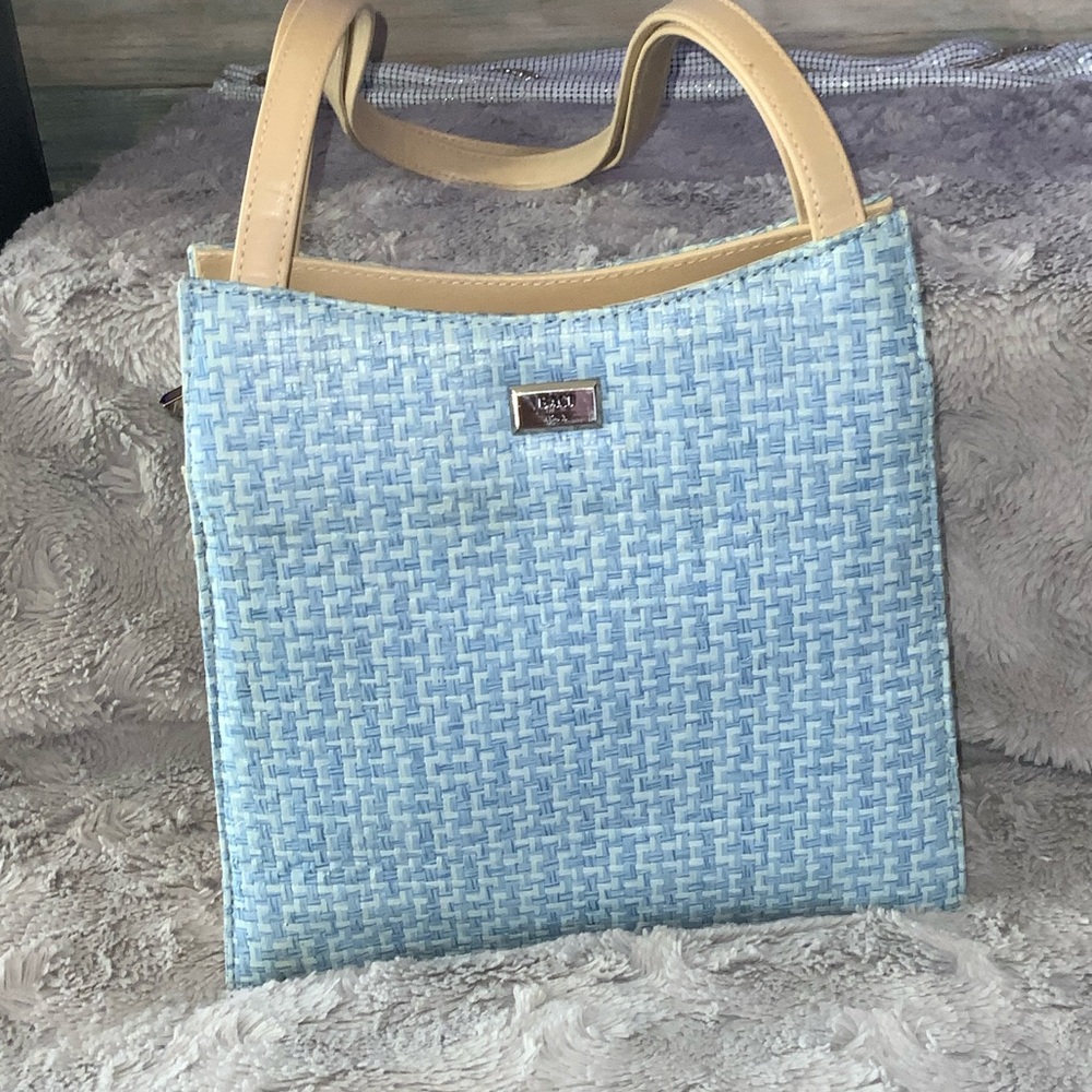 BACI Light Blue and Tan Tote Bag